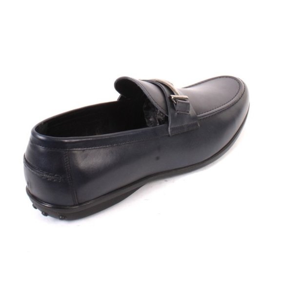 ROBERTO SERPENTINI 20598a Navy Leather Moccasins Loafers Shoes main image 7